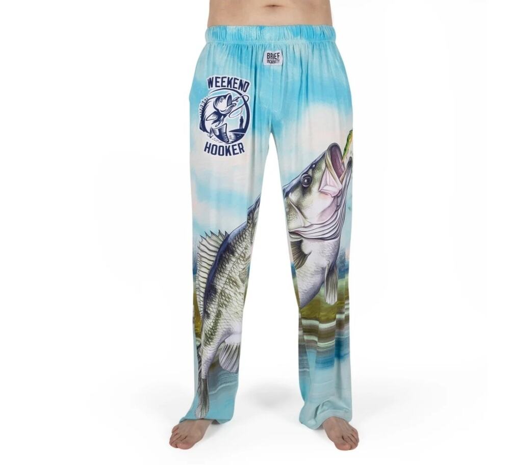 NEW BRIEF INSANITY "Weekend Hooker" Bass Fish Lounge Pajama Pants Unisex Size S